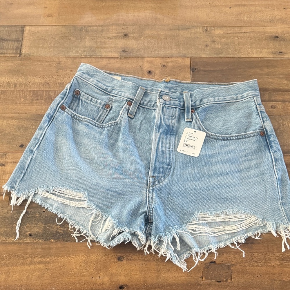 Levi's Light Blue Distressed Jean Shorts